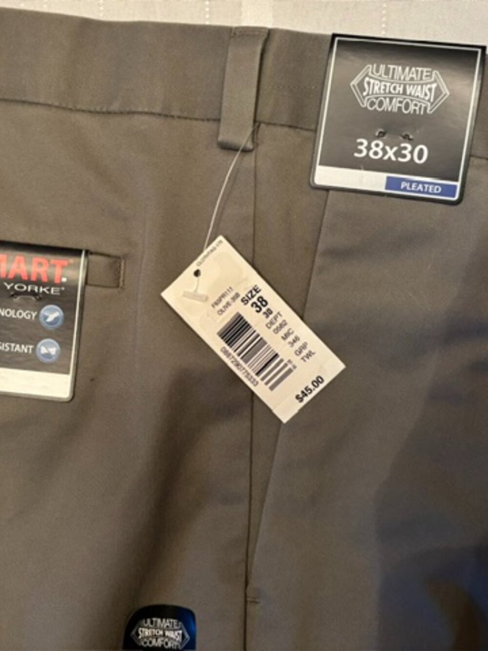 Roundtree and Yorke Olive Travel Smart Mens Pants 38X30